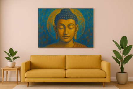 Buddha’s Serenity Acrylic Painting on canvas (18 by 24 inches) - Image 3