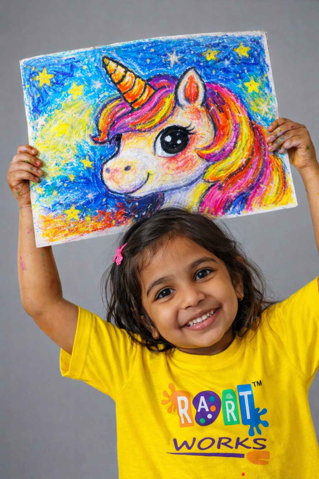 Artist with artwork at RART WORKS